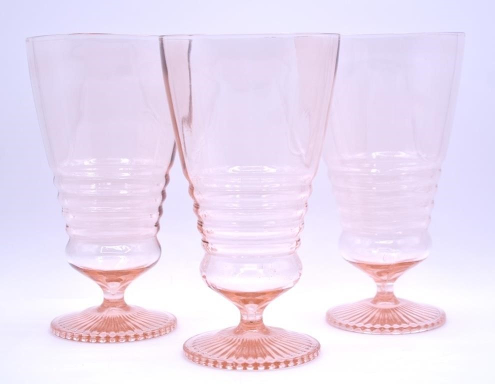 Pink Depression Glass Iced Tea Glasses