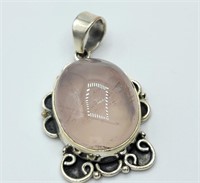 $300 Silver Pink Quartz Pendant