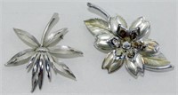 2 Silvertone Brooches - Vintage