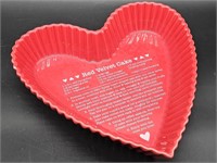 Heart Shaped Red Ceramic Cake Pan w/ Recipe