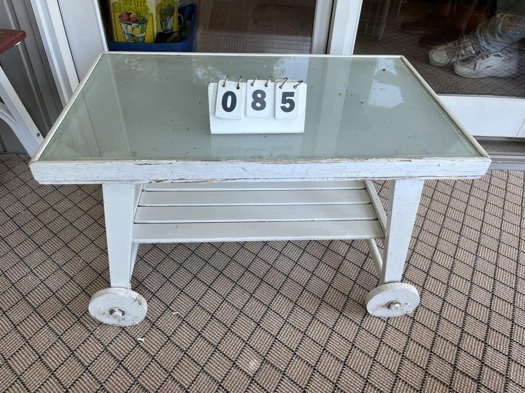 Small Glass Rolling Table