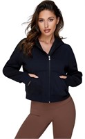 (Size: M - black) Cropped Zip Up Hoodie Thumb