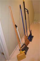 Lot of Brooms & Cleaning Items