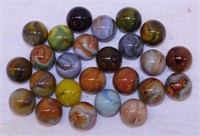 25 vintage glass shooter marbles