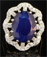 14kt Gold 14.08 ct GIA Sapphire & Diamond Ring