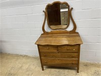 Vtg. Oak Bureau w/ Mirror