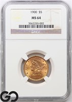 1900 $5 Gold Liberty, NGC MS64 Guide: 1,300 ** PQ!