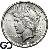 1923-D Peace Dollar, BU++ Bid: 225 ** Super Nice!
