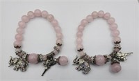 2 Rose Quartz Charm Bracelets