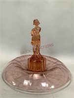 Pink Depression Glass Console Bowl And Figurine