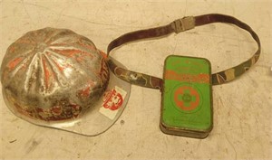 Vintage Metal Hard Hat & Boy Scout First Aid Box