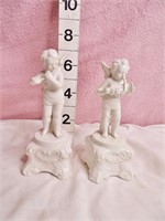 2 Porcelain Angel Musician Figurines