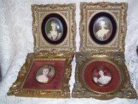 SET OF 4 OLD VICTORIAN THEME WALL PLAQUES 7 X 8"