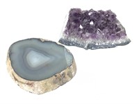 2 Geode Mineral Amethyst Specimens