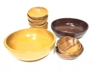 11 Carved Wooden Bowls - Various Sizes