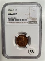 1946-S LINCOLN CENT NGC MS66 RED