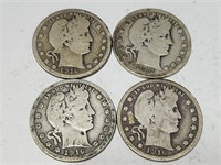 4- 1916 Silver Barber Coins
