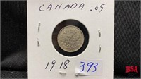 1918 Canadian small nickel