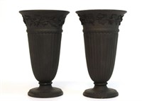 Wedgwood Black Basalt Urn Vases, Pair, 18th/19th C