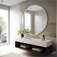 USHOWER 30 Round Wall Mirror  Beveled