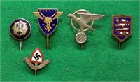 (5) Nazi Era WW2 stick pins, RLB RAD