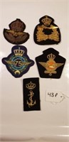 5 Pc. Royal Air Force Cap Badge, Patches