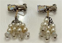 PRETTY 1920'S LEWIS SEGUIN SIGNED CLIP ON EARRINGS