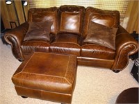 USA Premium Leather Sofa & Footrest