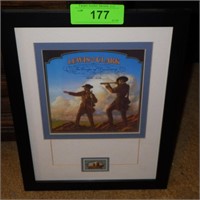 FRAMED LEWIS & CLARK 2004 STAMP & THE CORPS OF >>>