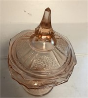 Vintage Pink or Peach Glass Pedestal Candy Dish