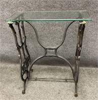 Antique Sewing Machine Base with Glass Top