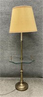 Glass and Metal Floor Lamp Table