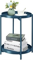 2-Tier Round Side Table- NAVY BLUE