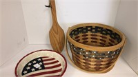 USA themed woven bucket and plate (1) decorative