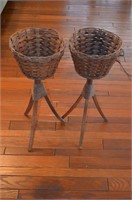 Lot of 2 Wood Plant Stands