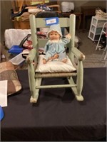 Vintage doll & rocker chair