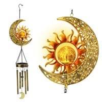 JYPS Sun Moon Solar Wind Chimes for Outside Crackl