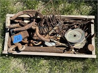horse shoes, clevis, chain hooks, axe head,