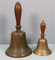 (2) Antique Brass School Bells