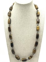 Fancy Tigers Eye Silver Tone Artisan Necklace