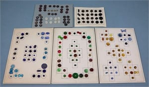 (5) Cards of Antique Glass & MOP Buttons