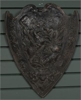 Antique Cast Iron Figural Bas Relief Shield