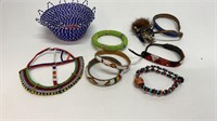 Beaded African jewelry and bowl