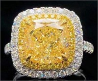 4.5ct Natural Yellow Diamond 18Kt Gold Ring