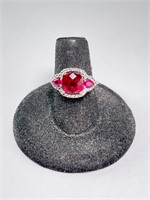 Sterling Large Ruby Ring 4 Grams Size 7
