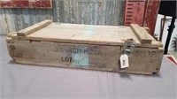 Wooden box with hindged lid