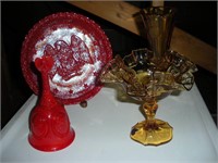(4) pcs of Fenton - Plate, Bell, Vase & Candy Jar