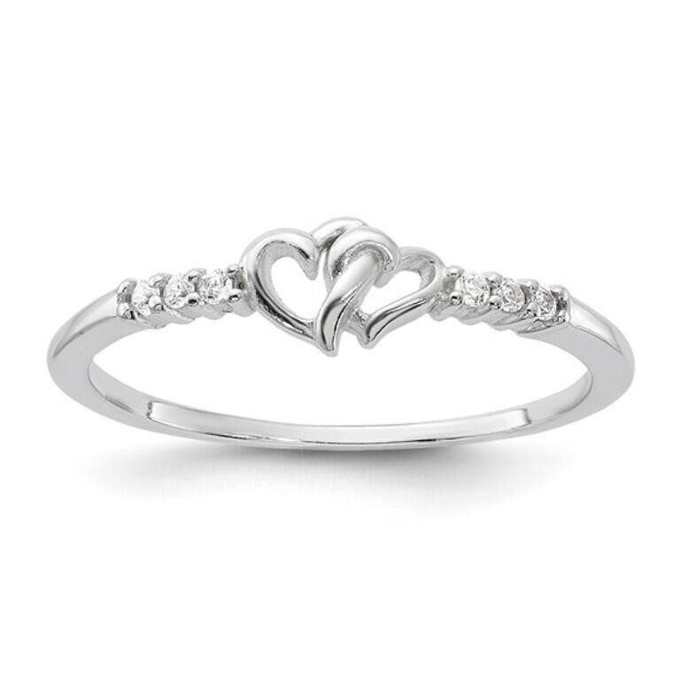 Sterling Silver E-coated CZ Heart Ring