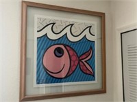 FRAMED ARTWORK / POSTER - FISH MOSAIC - SIGNED RO)
