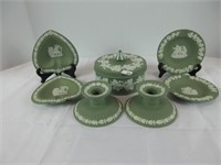 7 PC. GREEN & WHITE WEDGWOOD PIECES